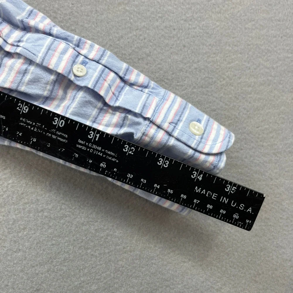 J.Crew Oxford Shirt Mens XL Blue Striped Slim Fit Button Down Preppy Casual